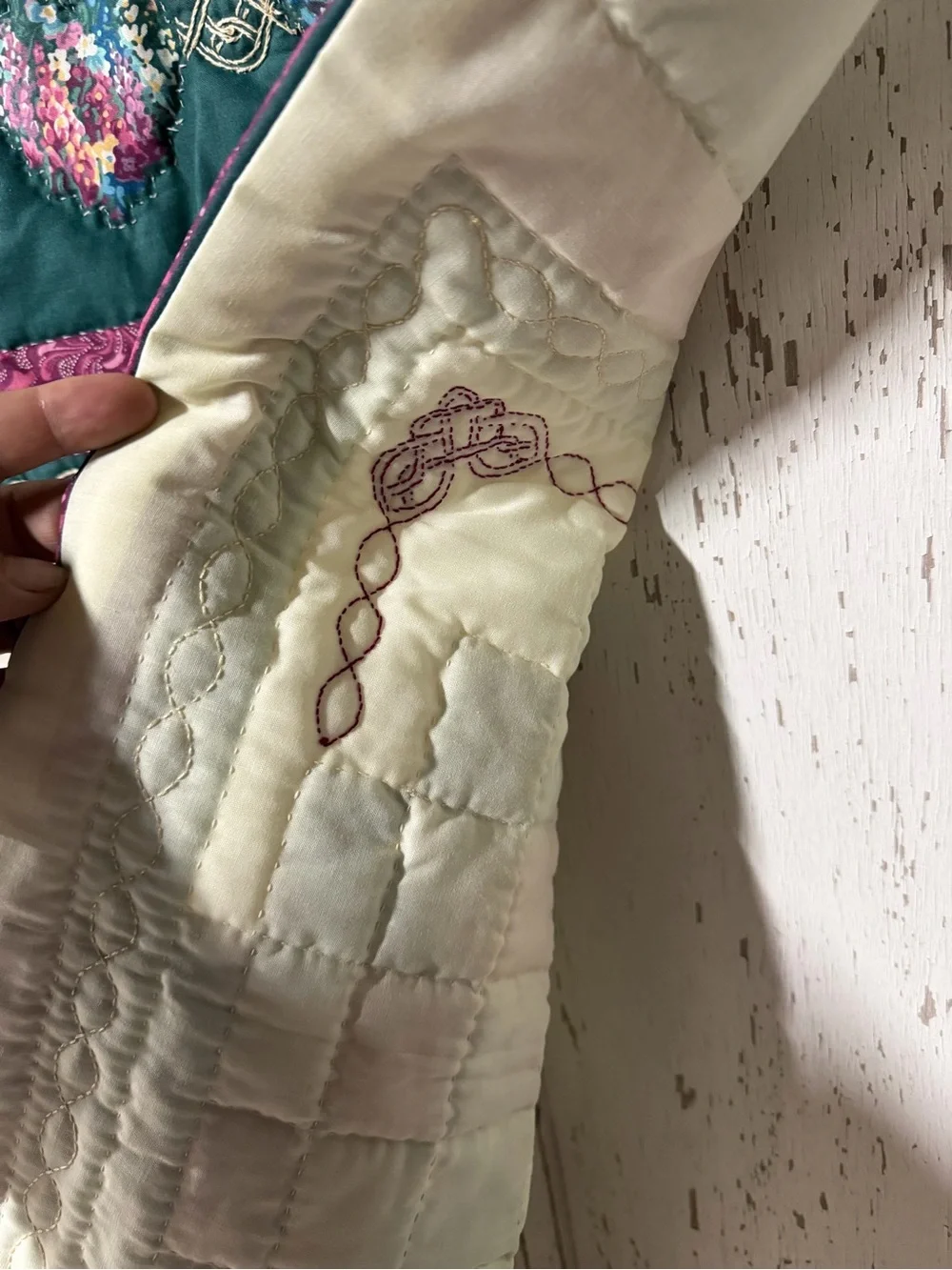 Cottagecore Floral Heart Patchwork Throw Quilt with matching pillows